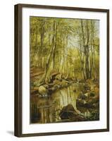 A Wooded River Landscape-Peder Mork Monsted-Framed Giclee Print