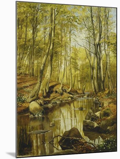 A Wooded River Landscape-Peder Mork Monsted-Mounted Giclee Print