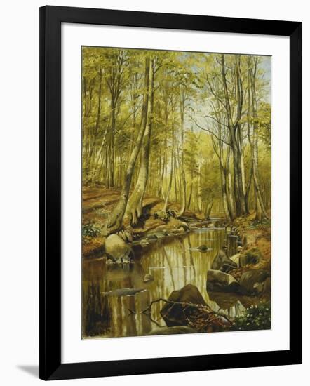 A Wooded River Landscape-Peder Mork Monsted-Framed Giclee Print