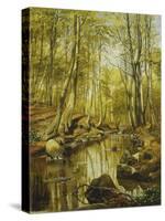 A Wooded River Landscape-Peder Mork Monsted-Stretched Canvas