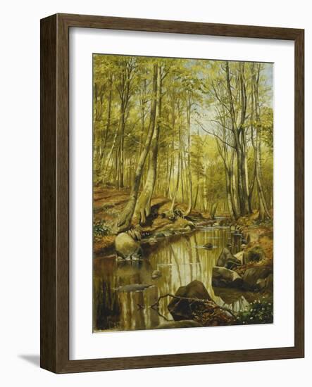 A Wooded River Landscape-Peder Mork Monsted-Framed Giclee Print