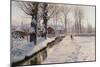 A Wooded Winter Landscape, 1927 (Oil on Canvas)-Peder Monsted-Mounted Giclee Print