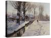 A Wooded Winter Landscape, Brondbyvester-Peder Mork Monsted-Stretched Canvas