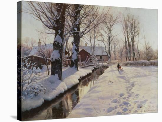 A Wooded Winter Landscape, Brondbyvester-Peder Mork Monsted-Stretched Canvas