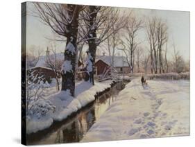 A Wooded Winter Landscape, Brondbyvester-Peder Mork Monsted-Stretched Canvas
