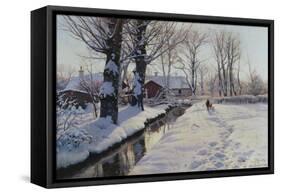 A Wooded Winter Landscape, Brondbyvester-Peder Mork Monsted-Framed Stretched Canvas