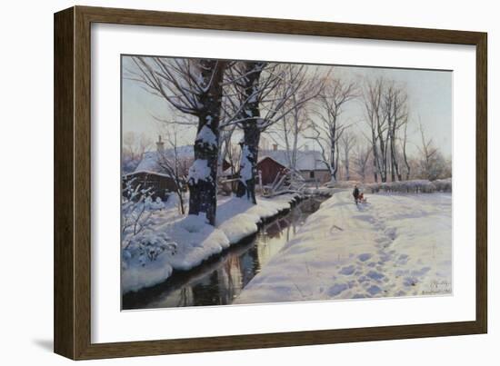 A Wooded Winter Landscape, Brondbyvester-Peder Mork Monsted-Framed Giclee Print