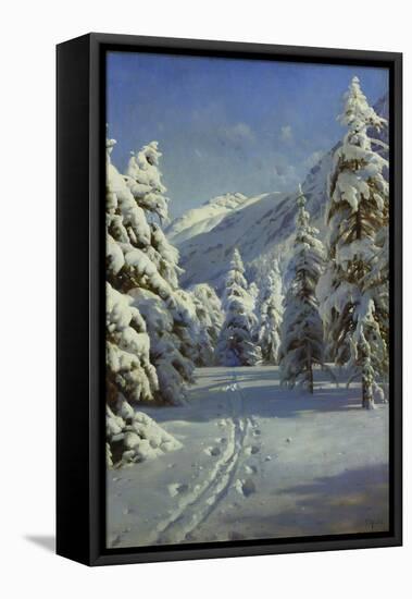 A Wooded Winter Landscape, Mortaratsch-Peder Mork Monsted-Framed Stretched Canvas