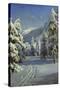 A Wooded Winter Landscape, Mortaratsch-Peder Mork Monsted-Stretched Canvas