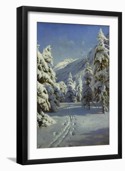 A Wooded Winter Landscape, Mortaratsch-Peder Mork Monsted-Framed Giclee Print