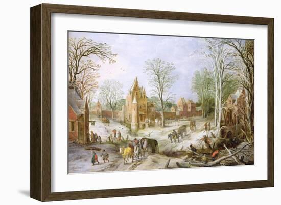 A Wooded Winter Landscape with a Cart-Jan Brueghel the Elder-Framed Giclee Print