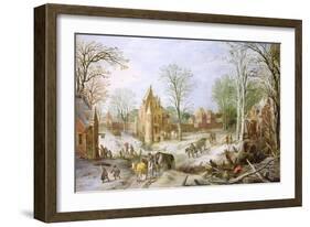 A Wooded Winter Landscape with a Cart-Jan Brueghel the Elder-Framed Giclee Print