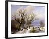 A Wooded Winter Landscape with Figures, 1863-E.J. Verboeckhoven and J.B. Klombeck-Framed Giclee Print