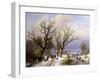 A Wooded Winter Landscape with Figures, 1863-E.J. Verboeckhoven and J.B. Klombeck-Framed Giclee Print