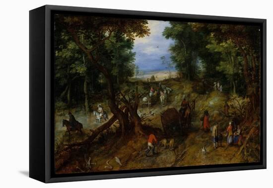 A Woodland Road with Travelers, 1607-Jan the Elder Brueghel-Framed Stretched Canvas