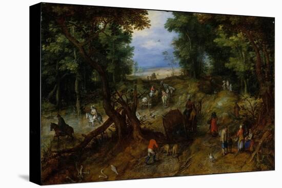 A Woodland Road with Travelers, 1607-Jan the Elder Brueghel-Stretched Canvas