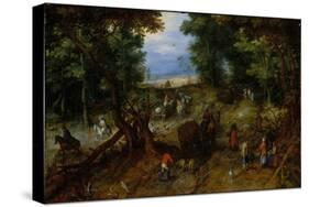 A Woodland Road with Travelers, 1607-Jan the Elder Brueghel-Stretched Canvas