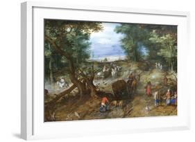 A Woodland Road with Travelers-Jan Brueghel the Elder-Framed Art Print