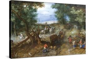 A Woodland Road with Travelers-Jan Brueghel the Elder-Stretched Canvas