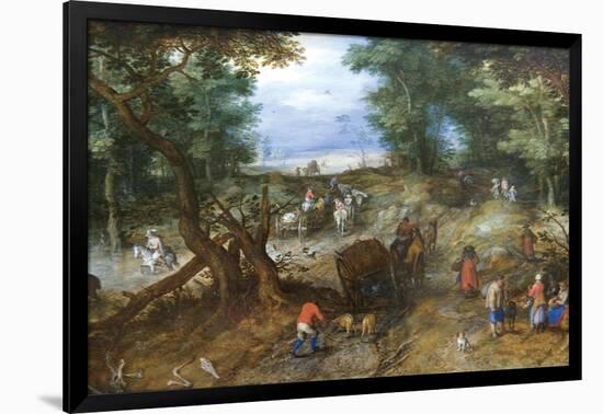 A Woodland Road with Travelers-Jan Brueghel the Elder-Framed Art Print