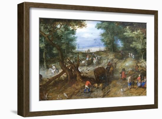 A Woodland Road with Travelers-Jan Brueghel the Elder-Framed Art Print