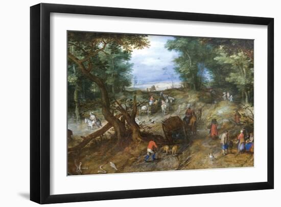 A Woodland Road with Travelers-Jan Brueghel the Elder-Framed Art Print