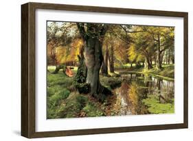 A Woodland Stream-Peder Monsted-Framed Premium Giclee Print