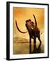 A Woolly Mammoth in a Dramatic Frozen Sunset-null-Framed Art Print