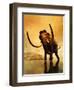 A Woolly Mammoth in a Dramatic Frozen Sunset-null-Framed Art Print