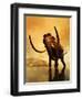 A Woolly Mammoth in a Dramatic Frozen Sunset-null-Framed Art Print