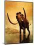 A Woolly Mammoth in a Dramatic Frozen Sunset-null-Mounted Art Print