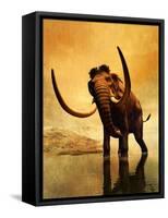 A Woolly Mammoth in a Dramatic Frozen Sunset-null-Framed Stretched Canvas
