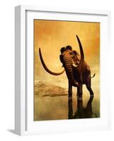 A Woolly Mammoth in a Dramatic Frozen Sunset-null-Framed Art Print