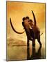 A Woolly Mammoth in a Dramatic Frozen Sunset-null-Mounted Art Print