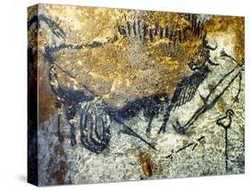 A Wounded Bison Attacking a Man, C.15,000-10,000 Bc-null-Stretched Canvas