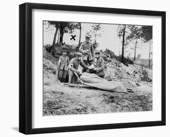 A Wounded German Soldier at a Dressing Station, World War I, 1915-null-Framed Giclee Print