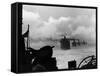 A WW2 Convoy of Steam Supply Ships Sailing Along the English Coast, 1942-null-Framed Stretched Canvas