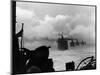 A WW2 Convoy of Steam Supply Ships Sailing Along the English Coast, 1942-null-Mounted Photographic Print