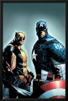 A+X #9 Cover: Wolverine, Captain America-Humberto Ramos-Lamina Framed Poster