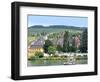 A Yacht Sails by the Town of Traben-Trarbach, Germany-Miva Stock-Framed Photographic Print