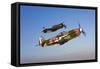A Yakovlev Yak-9 Fighter Plane and a P-51A Mustang in Flight-null-Framed Stretched Canvas