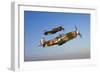 A Yakovlev Yak-9 Fighter Plane and a P-51A Mustang in Flight-null-Framed Photographic Print