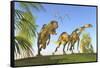 A Yangchuanosaurus Chasing Two Massospondylus Dinosaurs-null-Framed Stretched Canvas