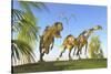 A Yangchuanosaurus Chasing Two Massospondylus Dinosaurs-null-Stretched Canvas