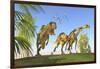 A Yangchuanosaurus Chasing Two Massospondylus Dinosaurs-null-Framed Art Print