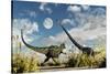 A Yangchuanosaurus Dinosaur Confronting an Omeisaurus-null-Stretched Canvas