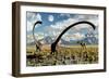 A Yangchuanosaurus Dinosaur Stalking an Omeisaurus-null-Framed Premium Giclee Print