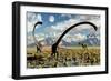 A Yangchuanosaurus Dinosaur Stalking an Omeisaurus-null-Framed Premium Giclee Print