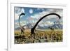 A Yangchuanosaurus Dinosaur Stalking an Omeisaurus-null-Framed Art Print