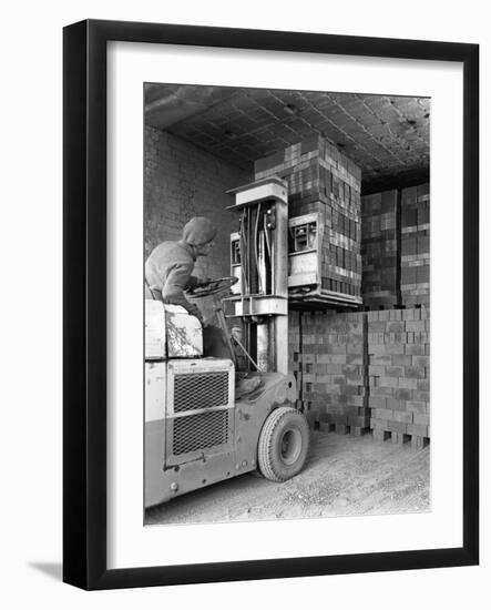 A Yardsman Stacking Pallets of Bricks, Whitwick Brickworks, Coalville, Leicestershire, 1963-Michael Walters-Framed Photographic Print